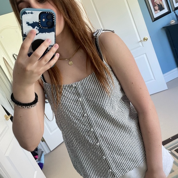 Roxy blue and white striped tank top - Picture 2 of 6